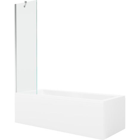 Mexen Cubik baignoire rectangulaire 170 x 70 cm avec tablier et paroi 1-volet 50 cm, transparent, chromé - 550317070X9505000001 (1/5)