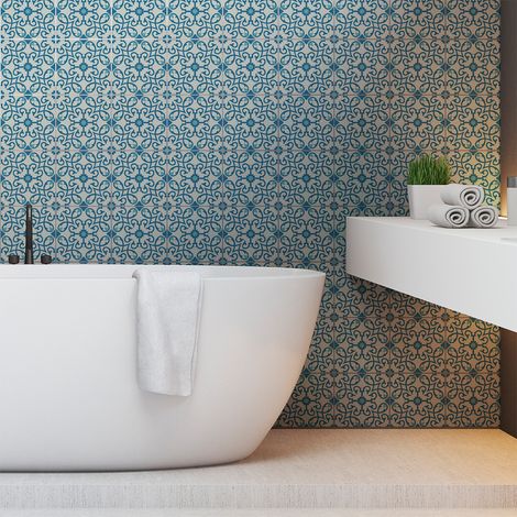 Sticker Mural Carrelage adhésif Cuisine Salle de Bain - 24 STICKERS CARRELAGES AZULEJOS CACILDA - 24stickers10x10cm (1/5)