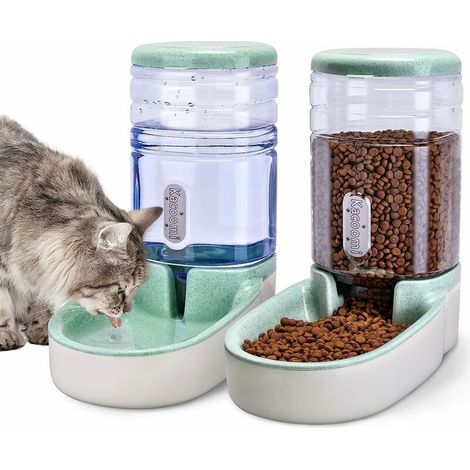 Abreuvoir et alimentateur Automatique pour Chats, Chiens, Animaux 3,8 L Distributeur Croquettes de Nourriture et d'eau (1/4)