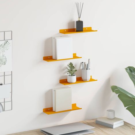 Schwebendes Regal 4 pcs Senfgelb 30 x 9 x 2,5 cm Stahl (1/5)