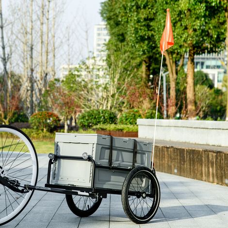 Remolque para bicicleta con caja de almacenamiento extraíble y plegable de 65 litros, carga máxima de 40 kg.