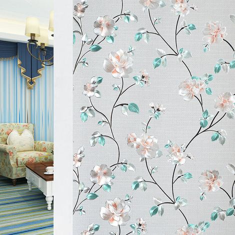 Film teinté statique pour fenêtre de maison, motif fleur de jasmin (45 x 100 cm)