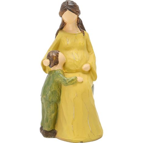 Estatua de madre e hijo, hermosa figura artística en resina de colores vivos, escultura de madre e hijo, decoración de estante