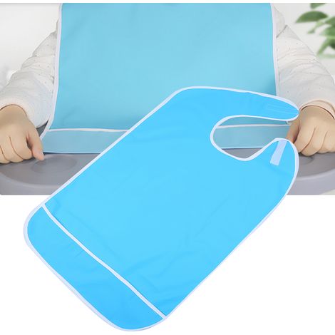 Tablier adulte imperméable anti-taches pour repas, lavable et réutilisable (Bleu ciel, 50x80 cm) (1/5)