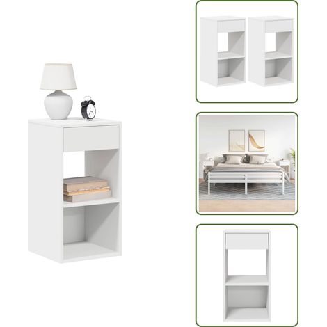 Mesita de noche con cajón y compartimentos - vidaXL Mesillas de noche con cajón 2 uds blanco 35x34x66,5 cm -