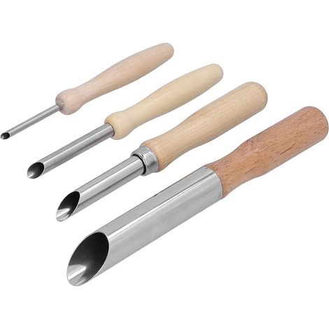 4 tagliabiscotti circolari con manico in legno, strumento per forare argilla, ceramica e terracotta.