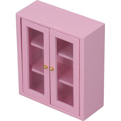Armoire murale pour maison de poupée à l'échelle 1:12, meuble de cuisine miniature en bois, décoration, jouet, rose. (1/5)