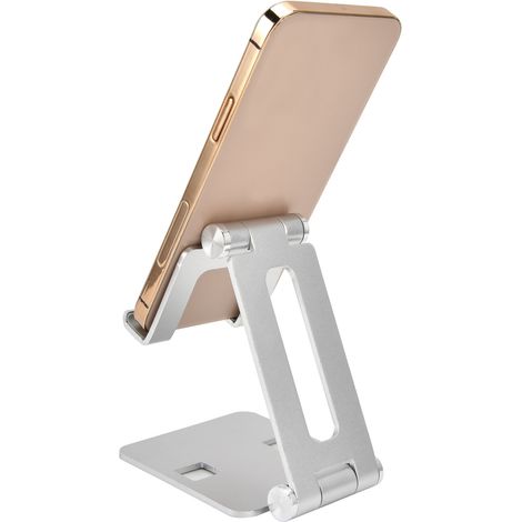 Support réglable en alliage d'aluminium pour téléphone, tablette de chevet, station de charge universelle pour iPad, support pour diffusion en direct, modèle argenté (1/5)