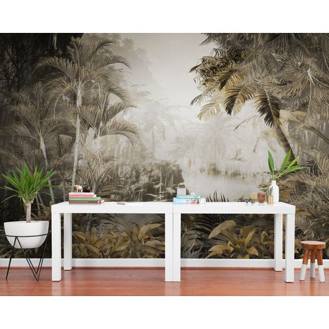 Papier Peint Vintage - Forêt Tropicale Sépia - 400 x 260 cm (1/2)