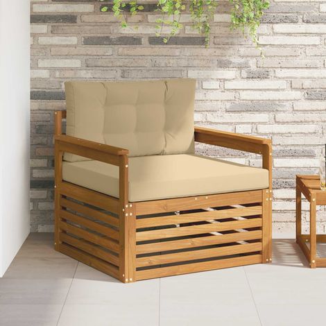 Outdoor-Sofagarnitur Massives Akazienholz und Polyester Natur