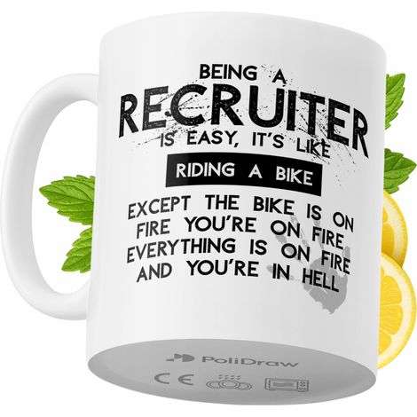 Mug humoristique pour recruteur, avec un texte amusant et un design graphique original. Idéal pour les anniversaires, les fêtes et les occasions spéciales. Mug premium pour le travail à la maison ou a