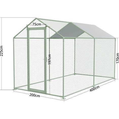 Parc À Poules - Enclos 8m² Ø32mm 4x2x2,25m - Acier Galvanisé (1/5)