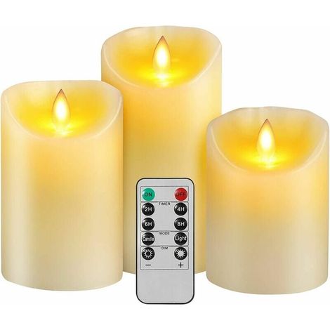VURAHOME - Bougie LED Flamme Vacillante, Lot de 3 (10cm,12.7cm,15cm), Bougie LED Blanche avec Télécommande à 10 touches, Fonction Minuterie,Décoration D'ambiance pour Noël, Mariage (1/5)