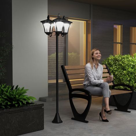 Solar-Gartenleuchte, 3 LEDs, klassische Stehleuchte für den Außenbereich, Schutzart IP44, 51,5 x 47 x 182,5 cm