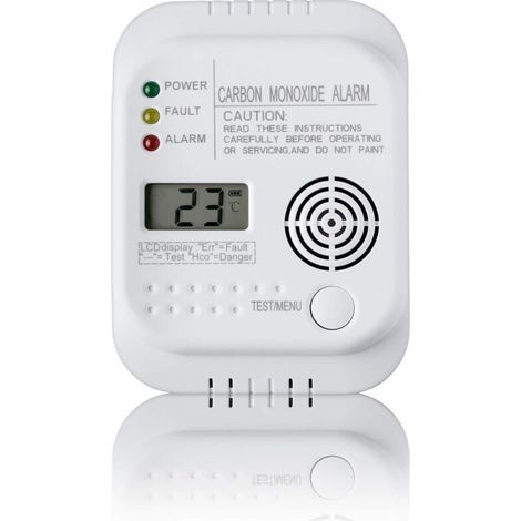 Kohlenmonoxidmelder. Batteriebetrieben. Gaswarngerät mit Display und Temperaturanzeige.
