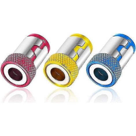 Ensemble de 3 embouts de tournevis amovibles en métal avec anneau magnétique puissant pour embouts de tournevis à tige hexagonale de 6,35 mm (1/4"), ladacea (1/5)