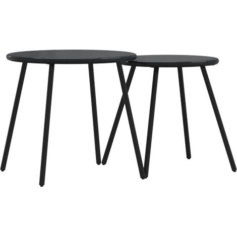 Maison Exclusive - Garten-Couchtisch 2 Stk. Rund Schwarz Pulverbe
