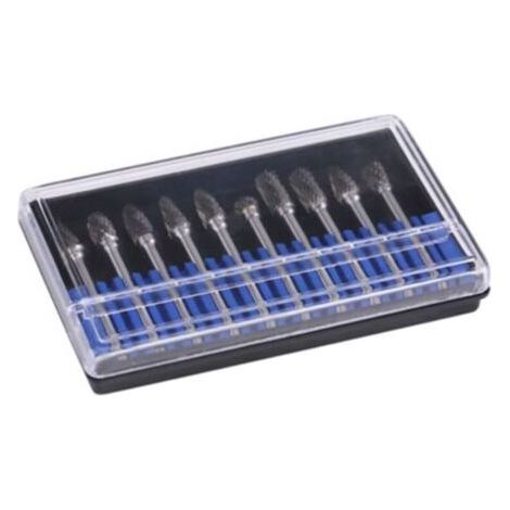 Pair Lot de 10 limes rotatives en acier au carbure de tungstène, tige de 3 mm, diamètre de coupe de 6 mm, double coupe