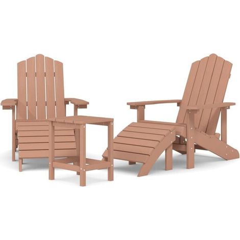 Chaise de jardin Adirondack marron avec repose-pieds et table en polyéthylène haute densité (PEHD) (1/5)
