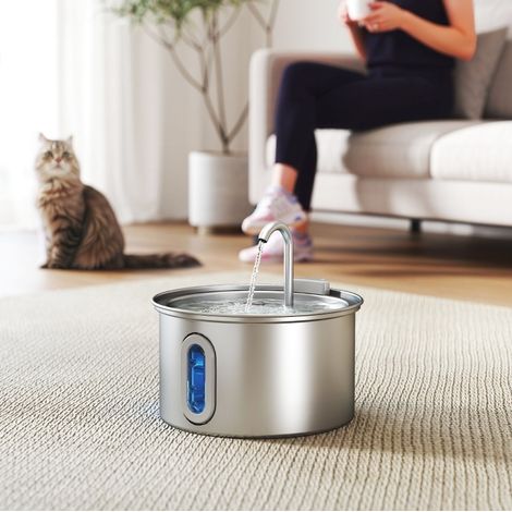 2,5-L-Katzen-Wasserspender aus Edelstahl, leise, LED HAVRYA (1/3)