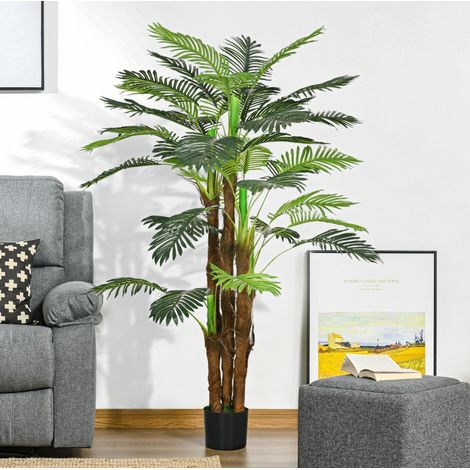 Palmera artificial de 160 cm en plástico verde con maceta, para interior y exterior (1/5)