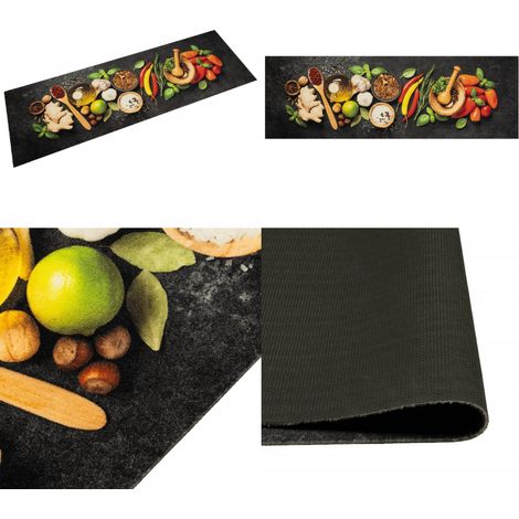 Küchenteppich Waschbar Gewürze 60x180 cm Samt - Waschbarer Teppich - Samt Teppich (1/5)