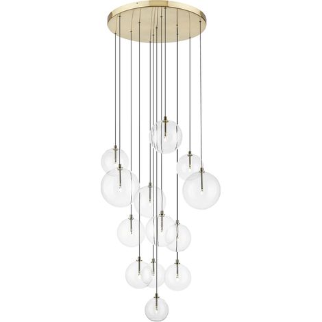 Lampadario glamour oro vetro sfere trasparenti 13xG4 Zuma (1/2)