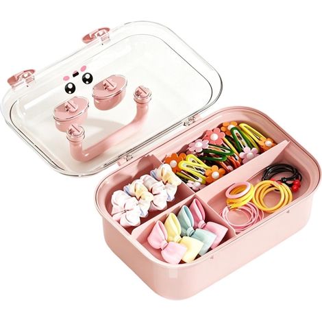 Organisateur d'accessoires pour cheveux - Boîte à outils avec couvercle anti-poussière, organisateur de bijoux Convient aux femmes, aux hommes, aux étudiants, aux coiffeuses et aux salles de bains. (1/5)