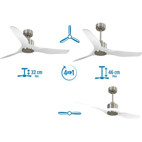 Modulo de KlassFan - Super destratificateur et ventilateur DC 166 cm Blanc pales bois noir avec Lumière 30 à 60 m² (1/5)