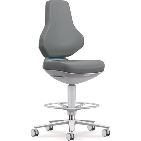 Sillón giratorio de trabajo Texon con ruedas con freno y aro reposapiés Skintec gris (1/3)