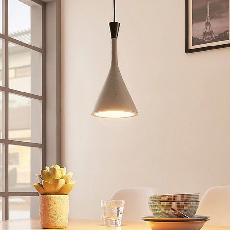 [GEBRAUCHT] B-Ware Lindby Hängelampe Hängeleuchte Flynn LED Pendelleuchte dimmbar betongrau Ø16cm (1/2)