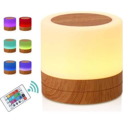 Veilleuse LED, Mini Lampe de Chevet Multicolore à 360°, Lampe Nuit Rechargeable avec Toucher Luminosité Ajustable Télécommande (1/4)