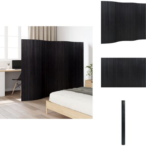 Cloison de séparation noir 165x250 cm bambou - Séparateur De Pièce - Écran De Séparation - Cloison Pliable - Décoration Murale - Bambous (1/5)