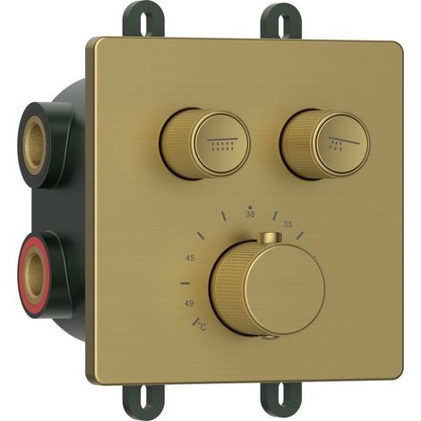 Mitigeur thermostatique de douche à encastrer SMART SELECT, coffret, 2 sorties, or mat