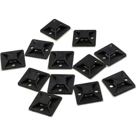 100x Bases auto-adhesives 25x25 mm pour attaches de cable Noir (1/3)