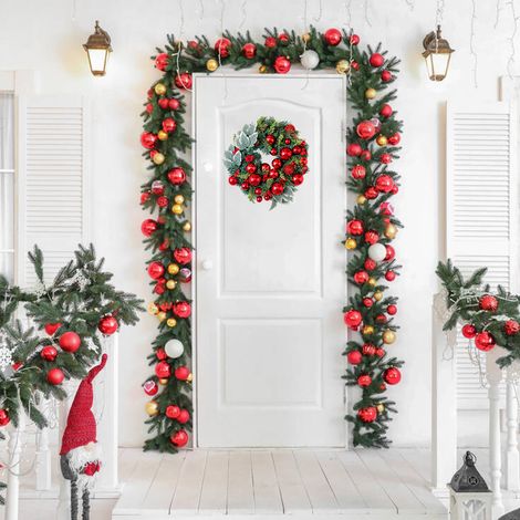 Gekreuzter Weihnachtskranz, künstlicher Rattankranz für Tür- und Fensterdekoration, Deko-Accessoire 37x33 cm (1/5)