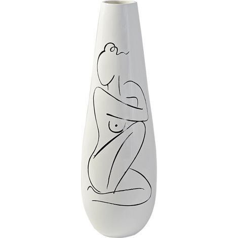 DKD Home Decor Abstracto Vase Blanc 31.5x31.5x95.5 cm (1/4)