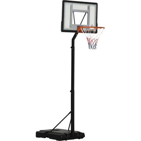 Support de basketball mobile avec roulettes, panier de basket réglable de 210 à 260 cm, usage intérieur et extérieur, acier et plastique, noir (1/5)