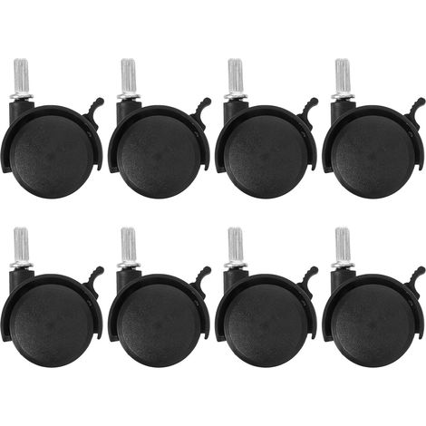Roulettes pivotantes avec frein, noires, lot de 8 pour meubles