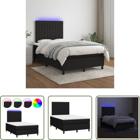 vidaXL LED-Leiste - Boxspringbett mit Matratze & LED Schwarz 120x200 cm Stoff (1/5)