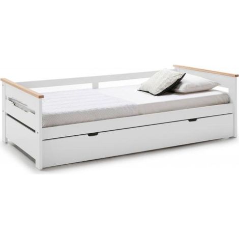 Cama nido para colchones 90 Eva acabado blanco/natural Largo: 199 cm  Ancho: 105 cm  Alto: 62 cm (1/5)