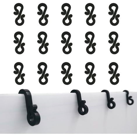QAZQA Lot de 100 crochets de gouttière noirs pour lumières de Noël, crochets de suspension en S pour décoration de Noël