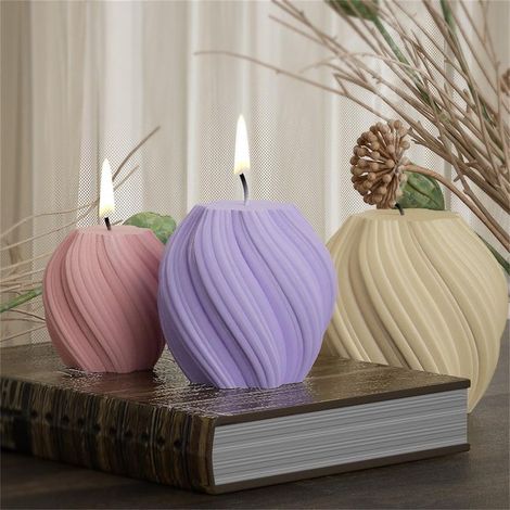 Silikon-Kerzenform, 3er-Set 3D-Spiralkerzenformen, Wachs- und Dochtformen, Antihaft-Schokoladenbackformen, für Duftkerzen, Seife, Pudding (1/5)