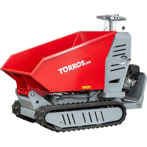 Torros – Minidumper hydrostatique à chenilles 500kg – Moteur 9CH – Basculement hydraulique – Chenilles adaptées aux terrains accidentés – HRD500H