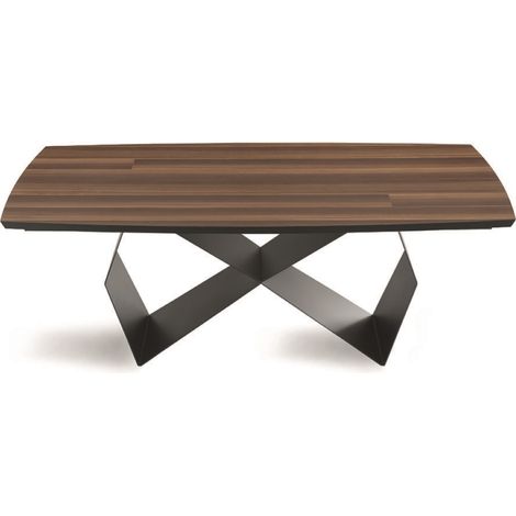Tavolo fisso WALL 200 cm con base in metallo Nero e piano Eucalipto (1/2)