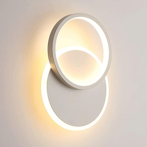 Applique murale à anneau blanc, applique murale LED moderne 24 W, appliques murales rondes en métal avec applique murale à abat-jour en acrylique, appliques murales d'éclairage décoratif de chambre si (1/5)