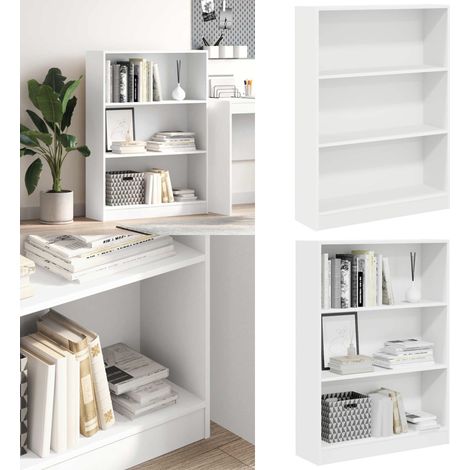 Estantería de madera de ingeniería blanca 80x24x109 cm - Almacenamiento - Estantería blanca