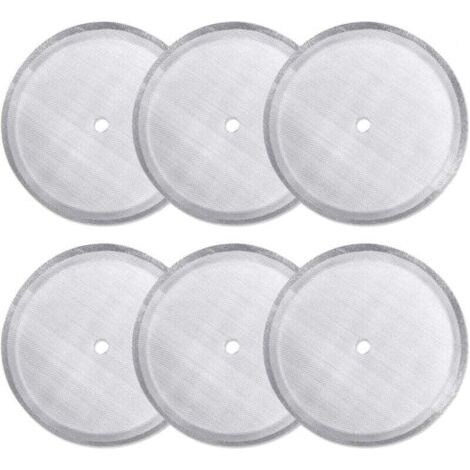 Lot de 6 filtres de rechange réutilisables en acier inoxydable pour cafetière à piston universelle 1 000 ml/8 tasses (1/4)