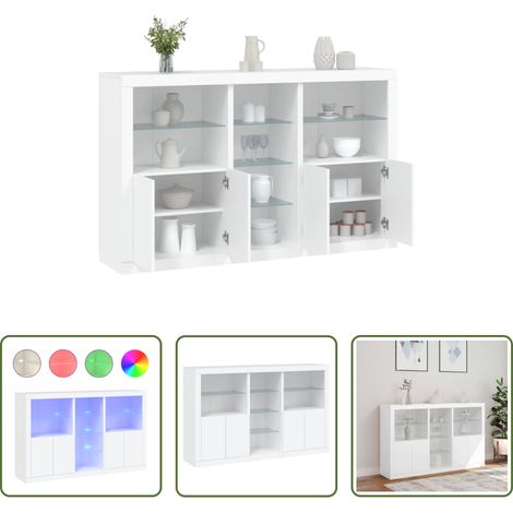 LED-Beleuchtung -  Sideboard mit LED-Leuchten Weiß 162x37x100 cm (1/5)