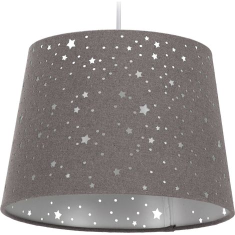 Lampe à suspension étoilée décorative chambre enfants 122 x 27 cm ambiance agréable en tissu gris (1/5)